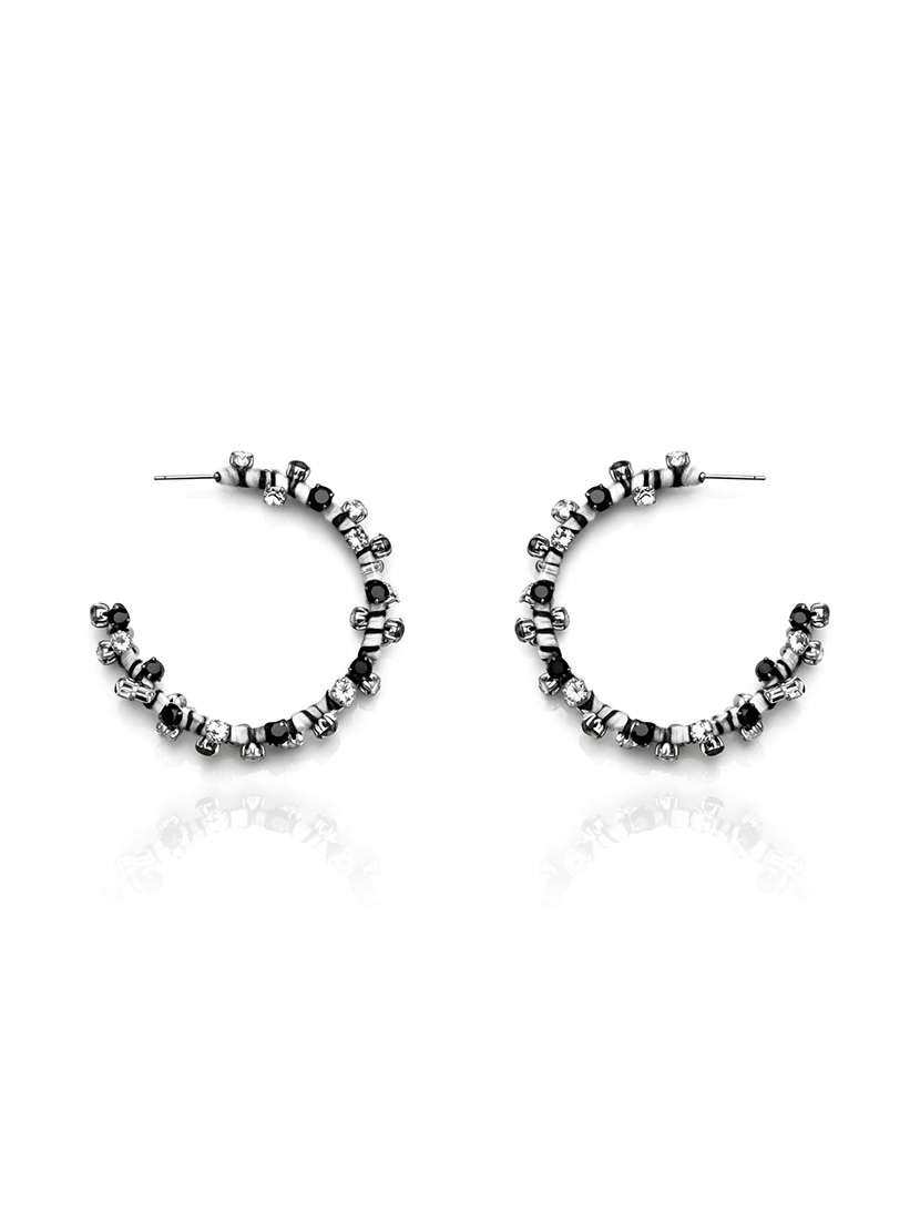 rhinestone cotton fabric hoop earrings for women - 22498179 -  Standard Image - 2