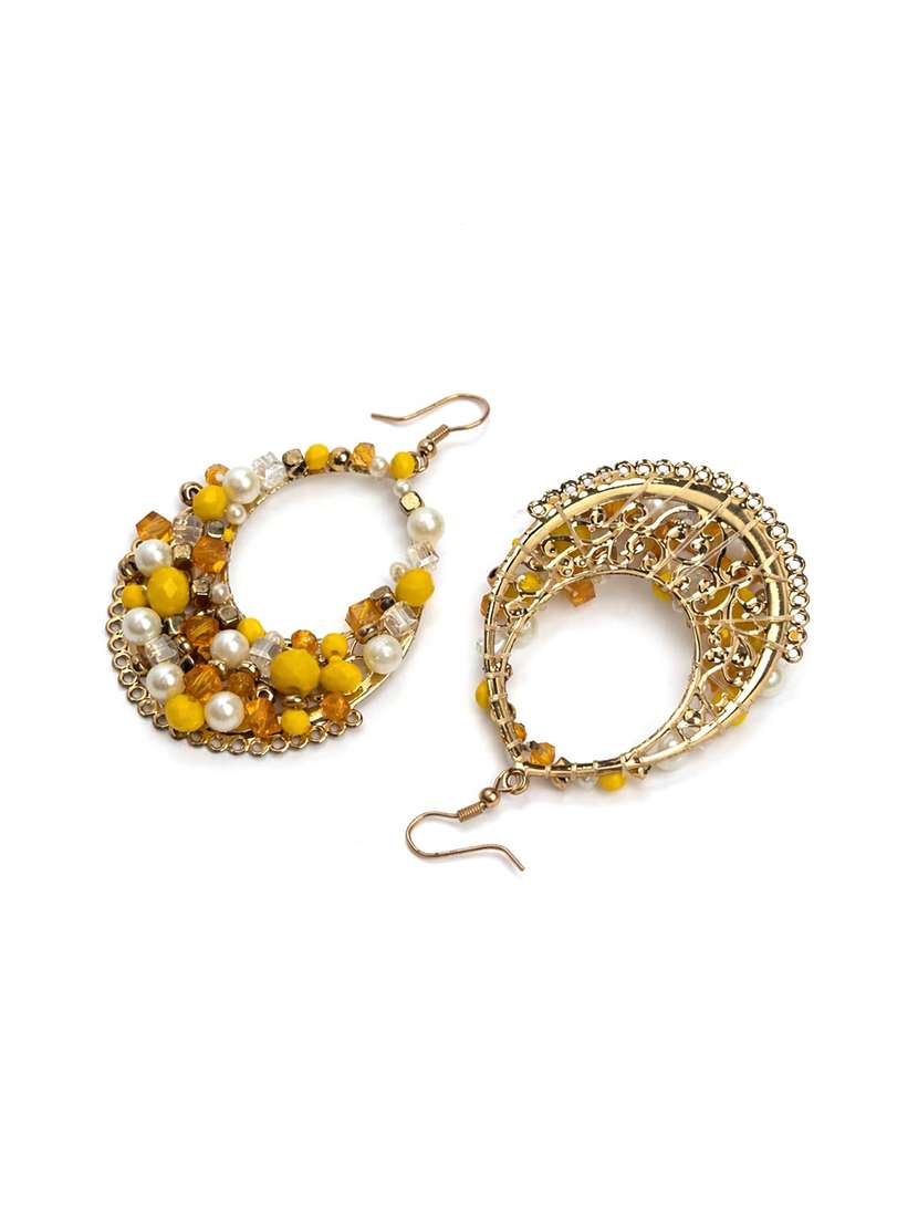 elegant circular dangle earrings with gold tone finish - 22498183 -  Standard Image - 2