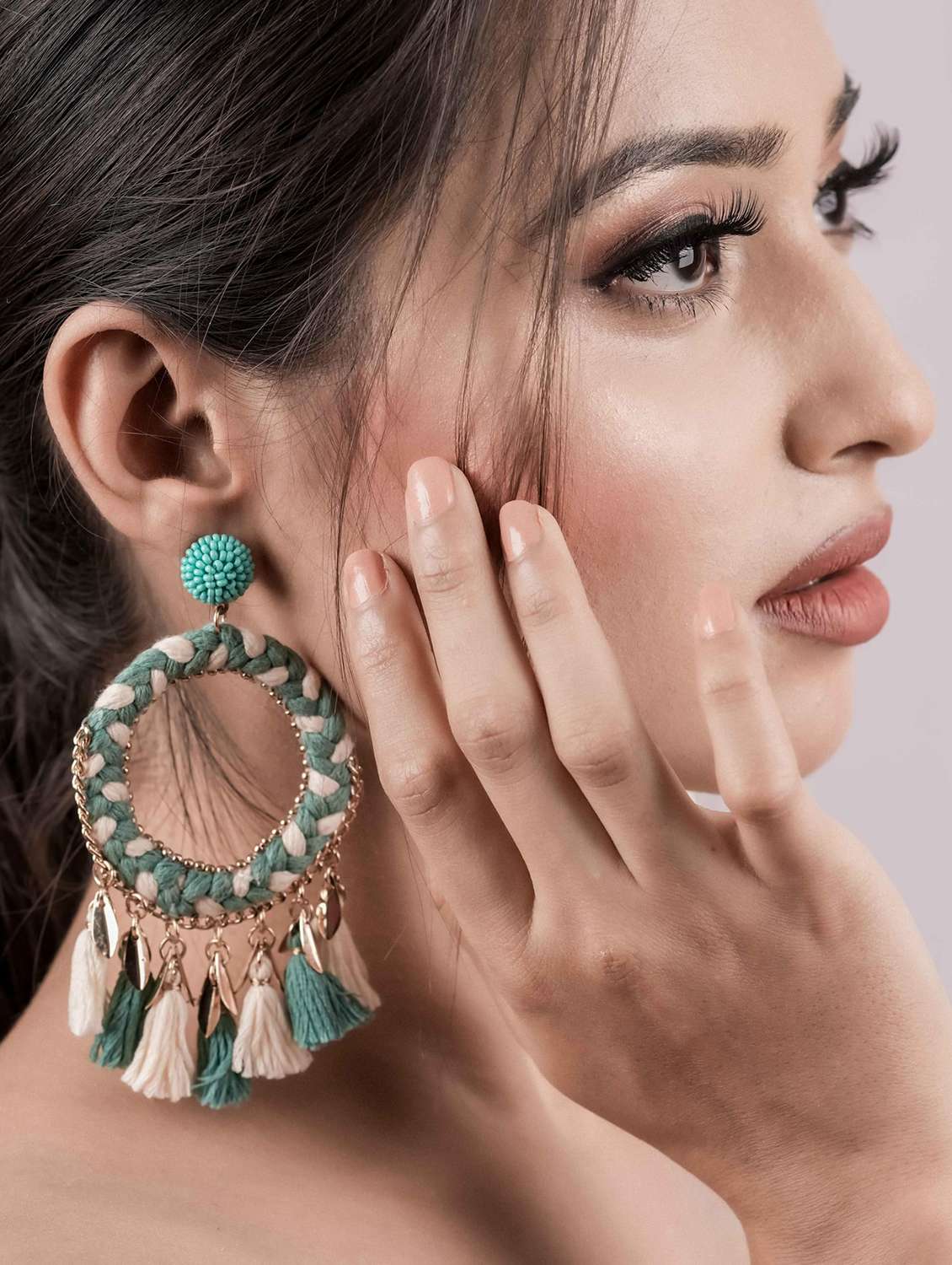 Earrings With Leaf Cut Metal Beads - 22498185 -  Standard Image - 2