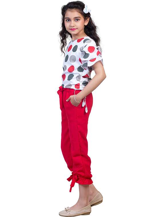girls polka dots round neck top and capri set - 22498193 -  Standard Image - 2