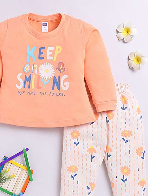 girls printed round neck full length set - 22498247 -  Standard Image - 2
