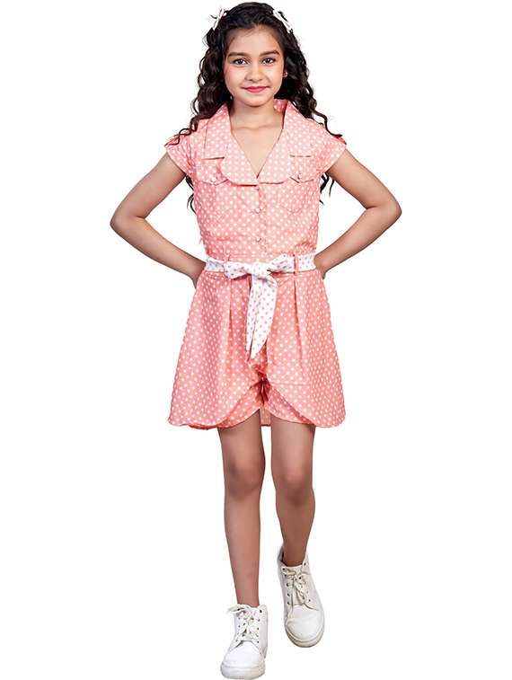 girls polka dots printed top and short co-ord set