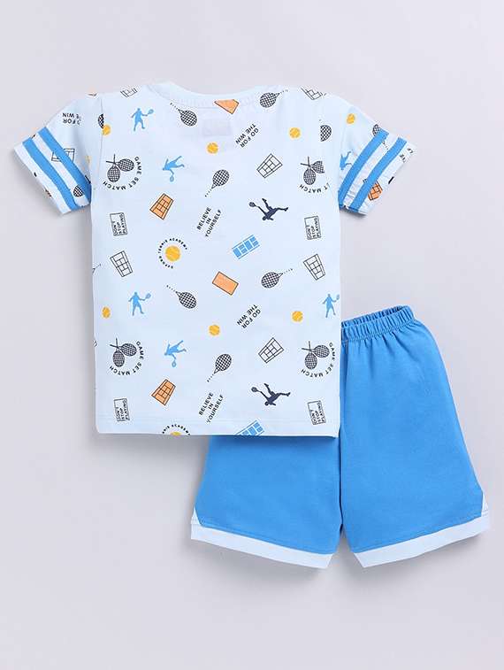 boys printed round neck t-shirt and shorts set - 22498335 -  Standard Image - 2