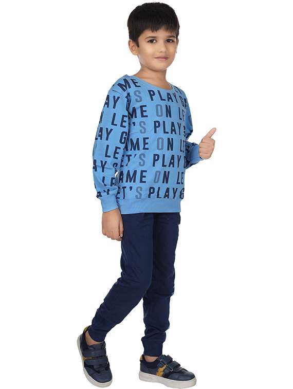 boys typographic printed round neck full length set - 22498348 -  Standard Image - 2