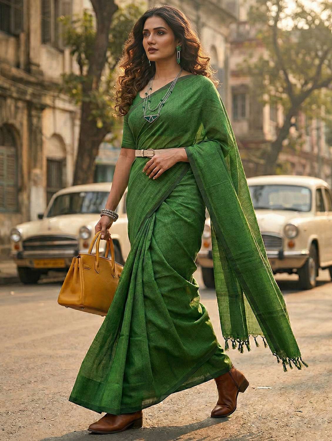 women solid handloom saree with blouse