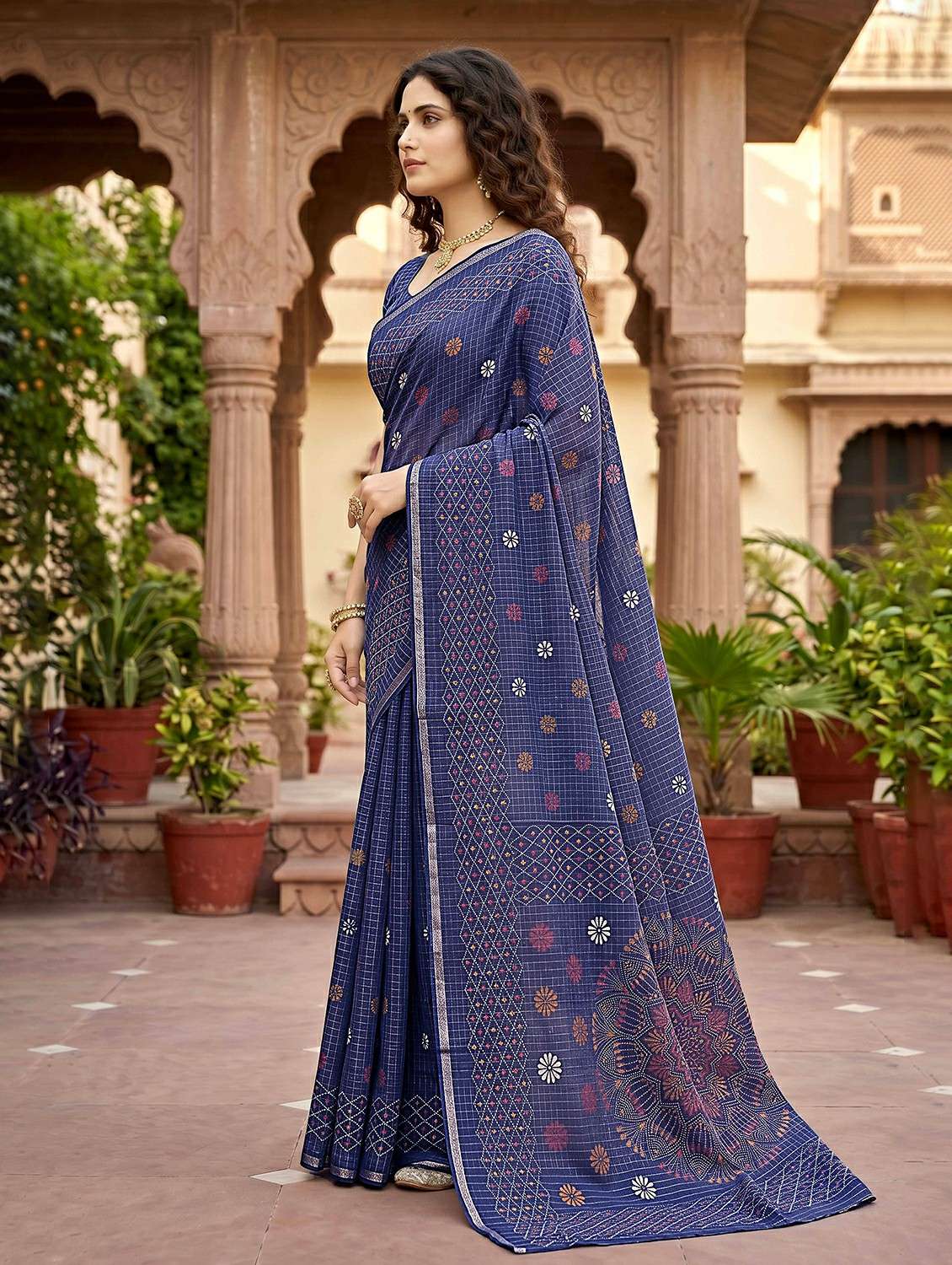 women printed casual wear saree with blouse - 22498625 -  Standard Image - 2