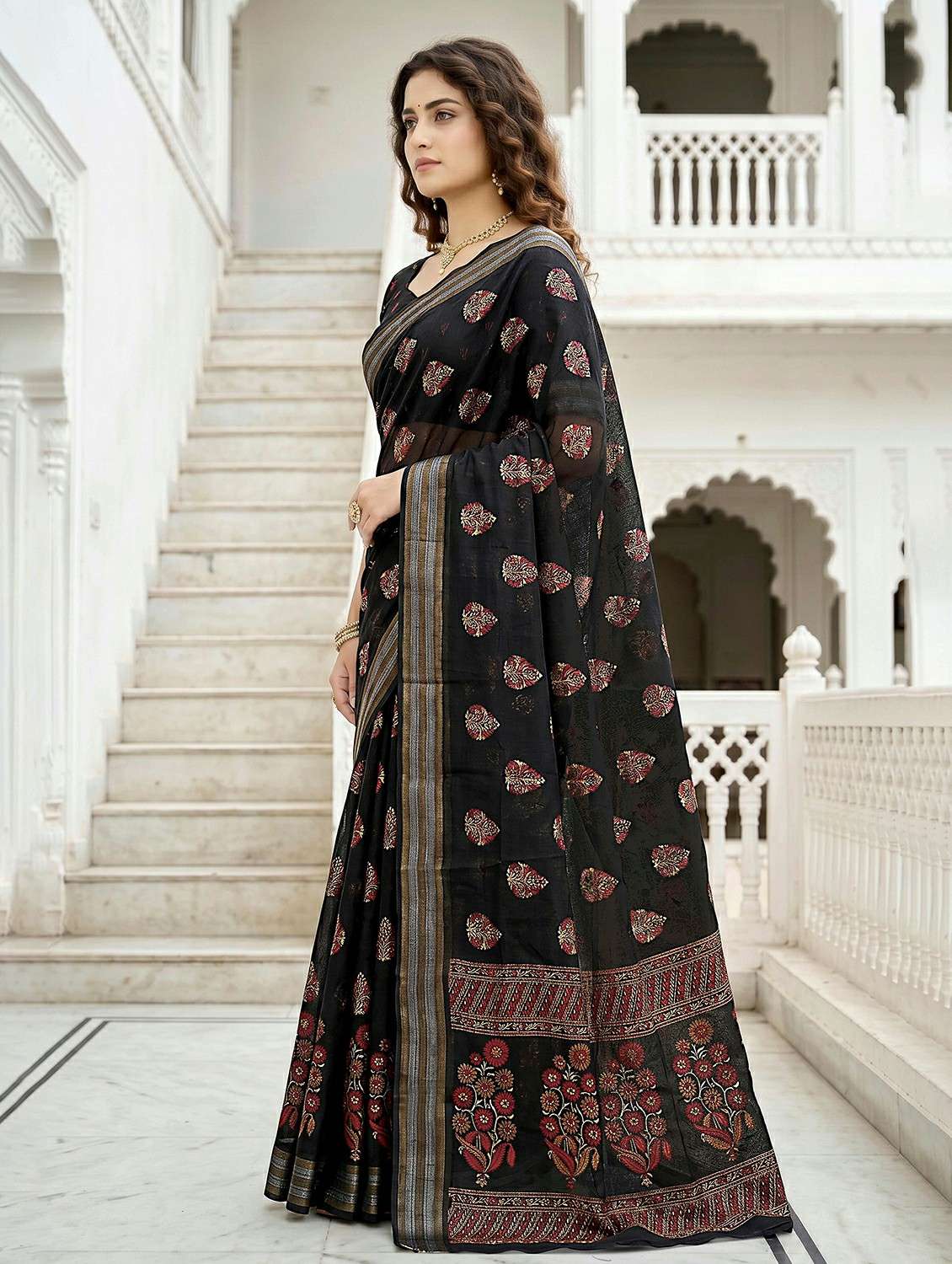 women printed casual wear saree with blouse - 22498635 -  Standard Image - 2