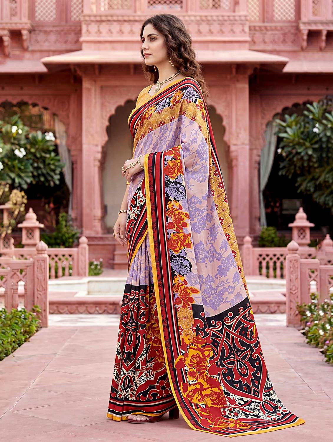 women printed casual wear saree with blouse - 22498637 -  Standard Image - 2