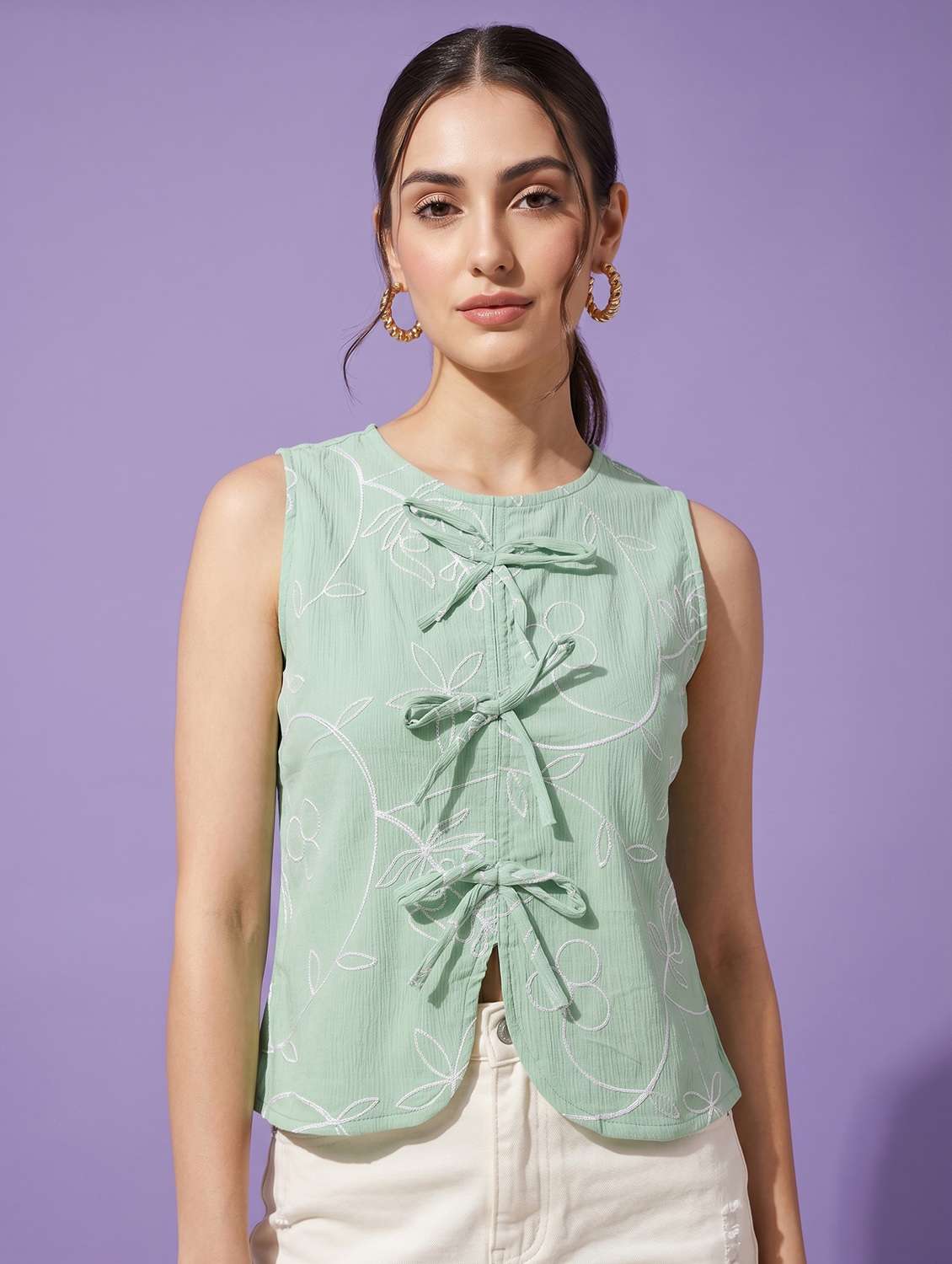 women embroidered sleeveless vest top - 22498679 -  Standard Image - 2