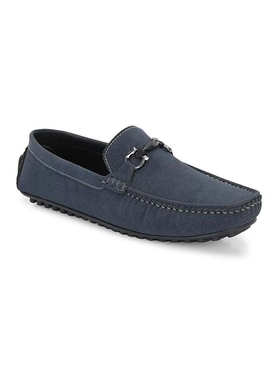 men solid slip on horsebit loafer