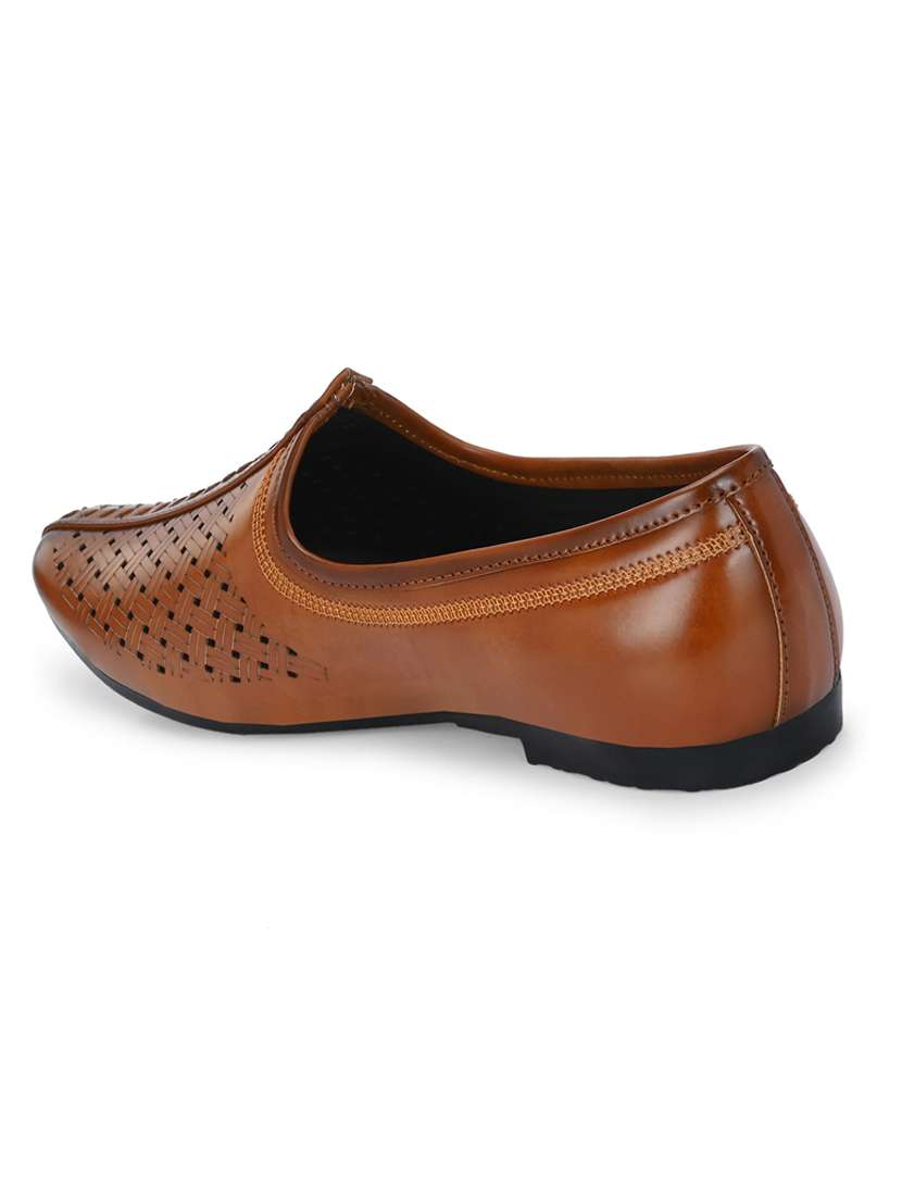 men tan slip on mojari - 22498891 -  Standard Image - 2