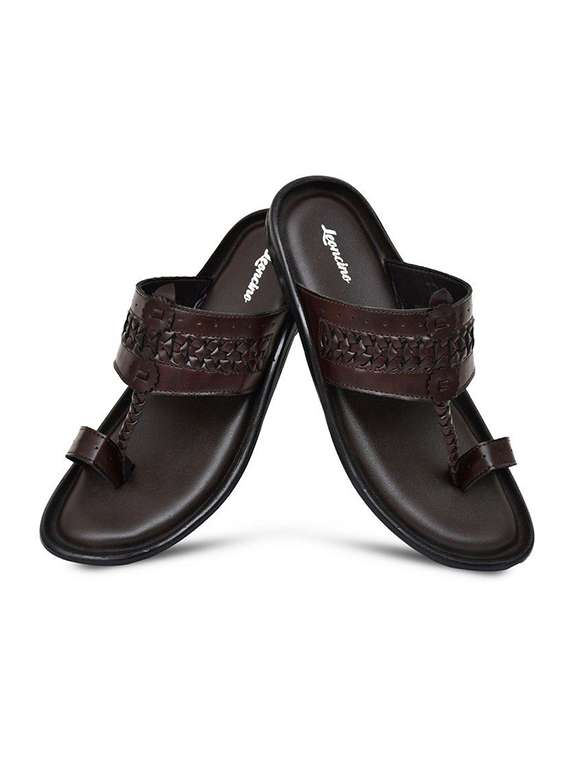 men textured one toe kolhapuri sandal - 22498932 -  Standard Image - 2