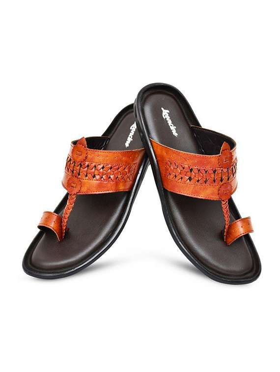 men textured one toe kolhapuri sandal - 22498941 -  Standard Image - 2