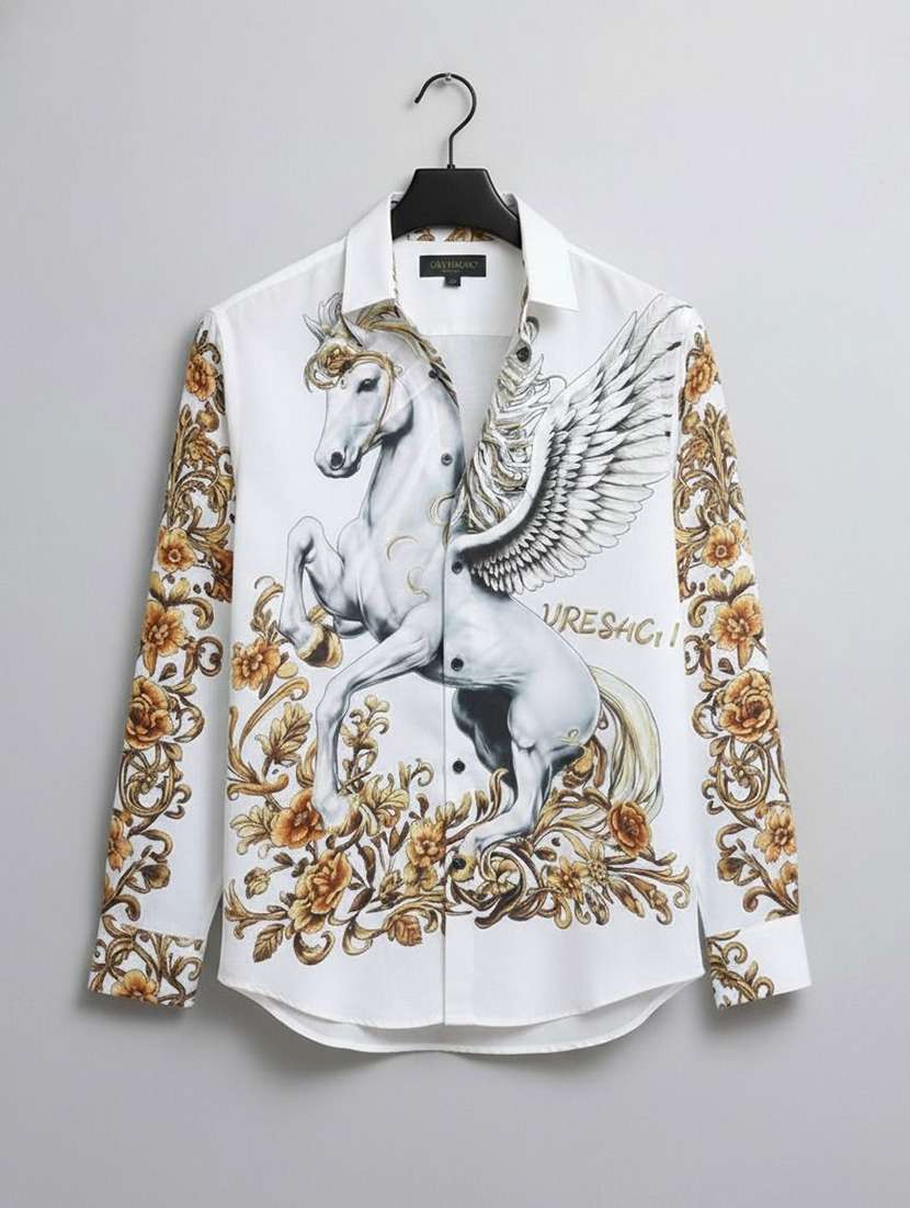 men printed long sleeve regular fit casual shirt - 22498948 -  Standard Image - 2