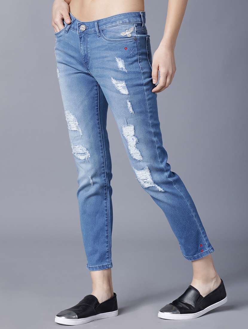 women distress mid rise slim fit jeans - 22499112 -  Standard Image - 2