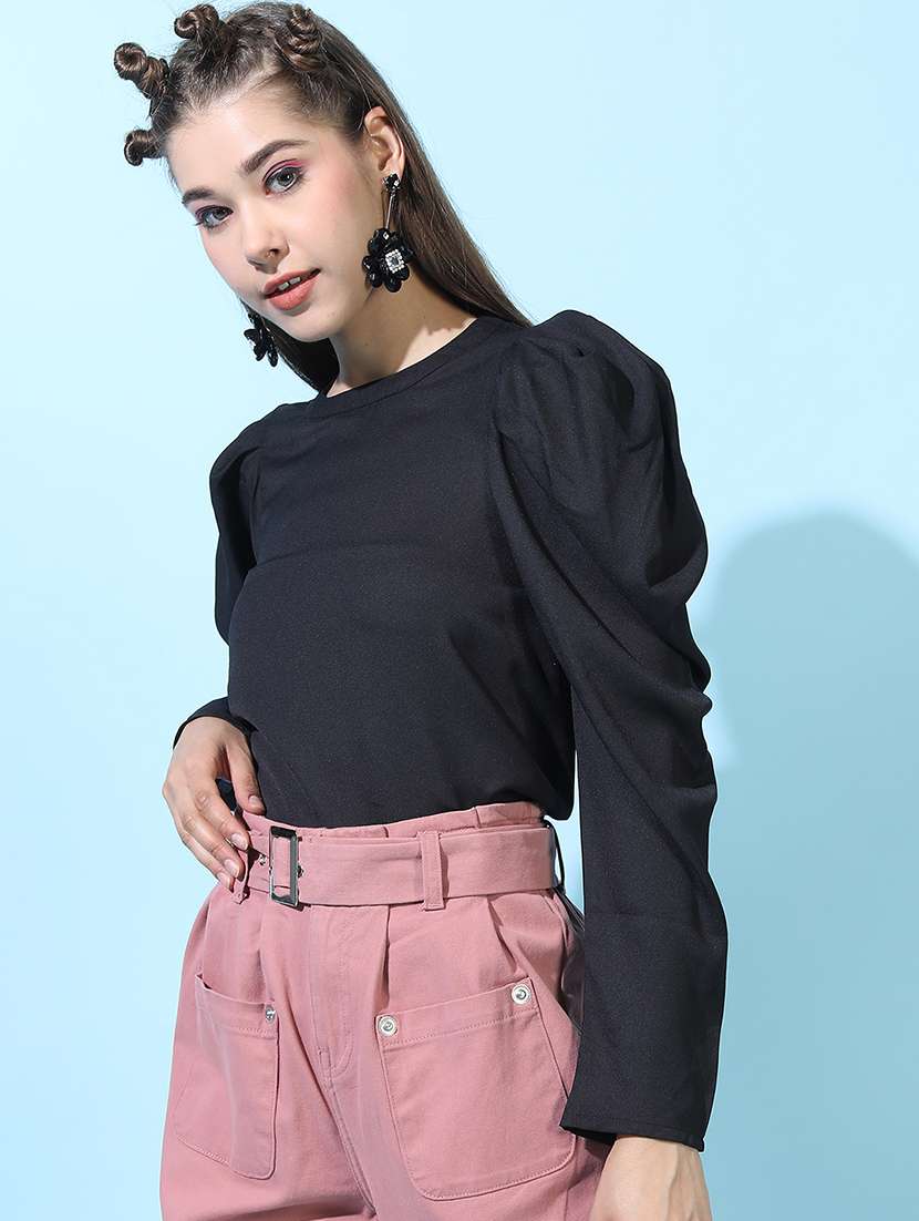 women solid round neck regular top - 22499140 -  Standard Image - 2