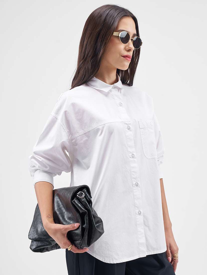 women solid long sleeves regular fit shirt - 22499151 -  Standard Image - 2