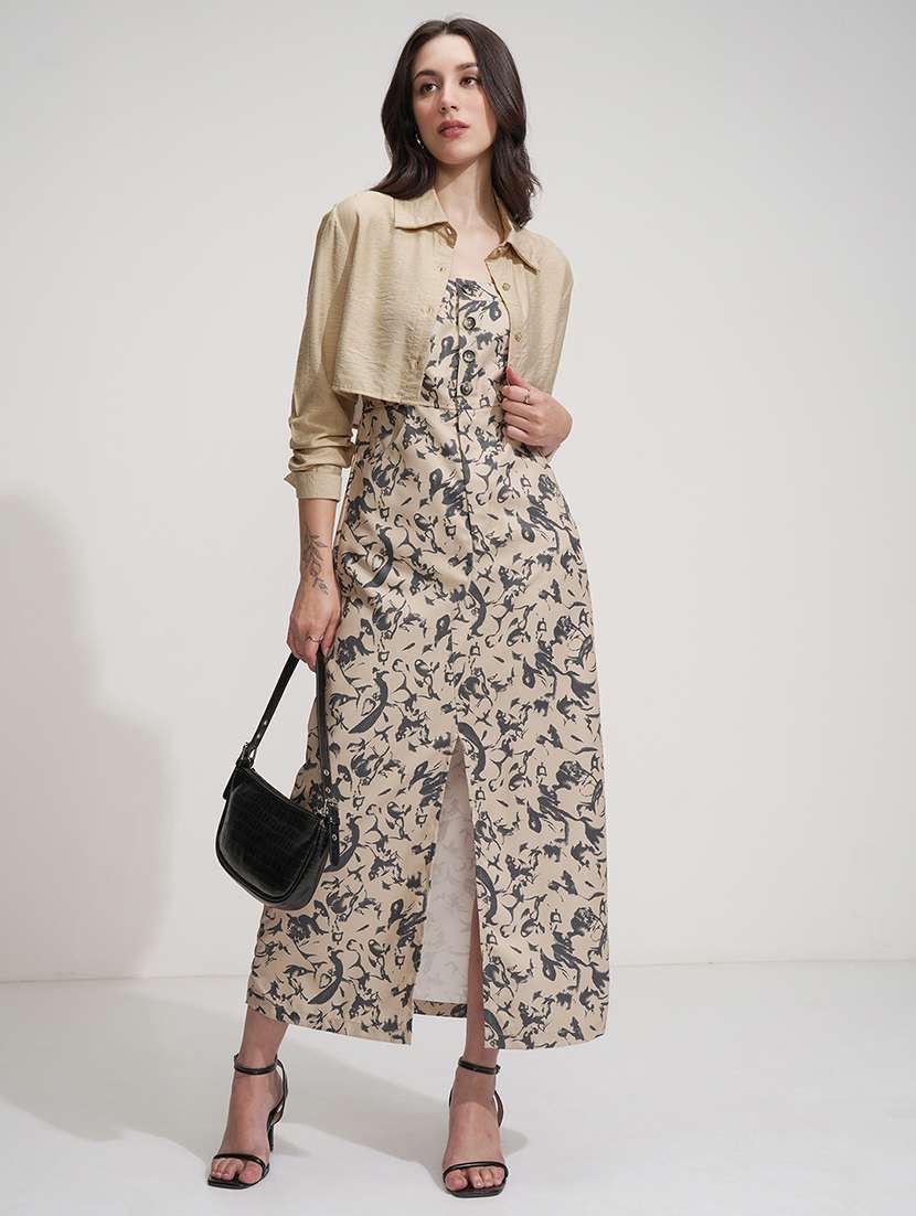 women printed a-line maxi dress