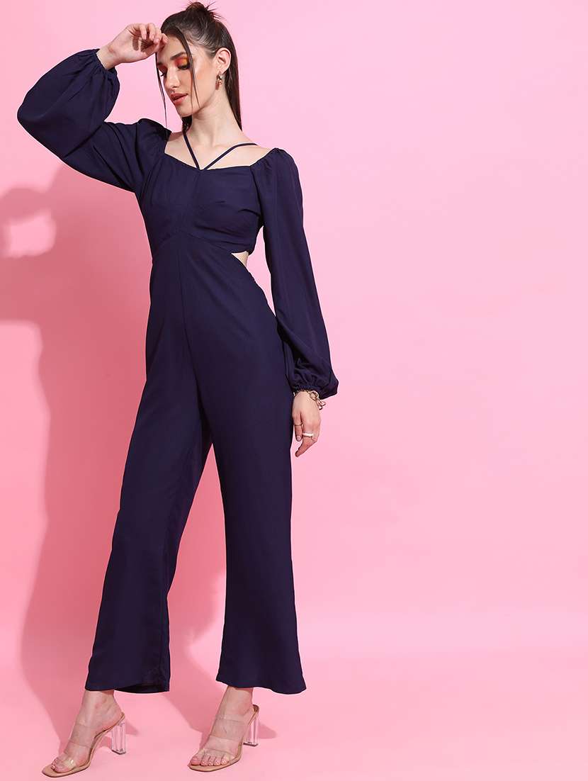 Women Solid Long Sleeves Full Leg Jumpsuit - 22499203 -  Standard Image - 2