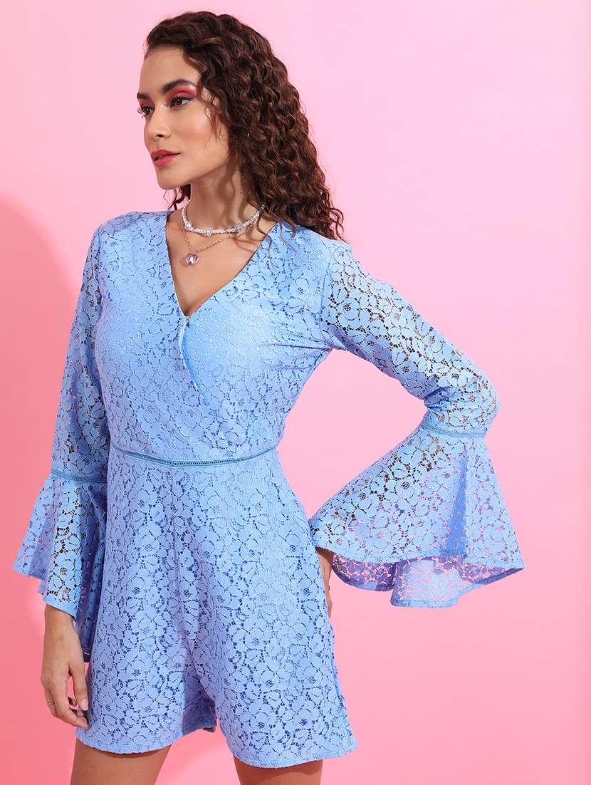 women self design bell sleeves romper - 22499220 -  Standard Image - 2