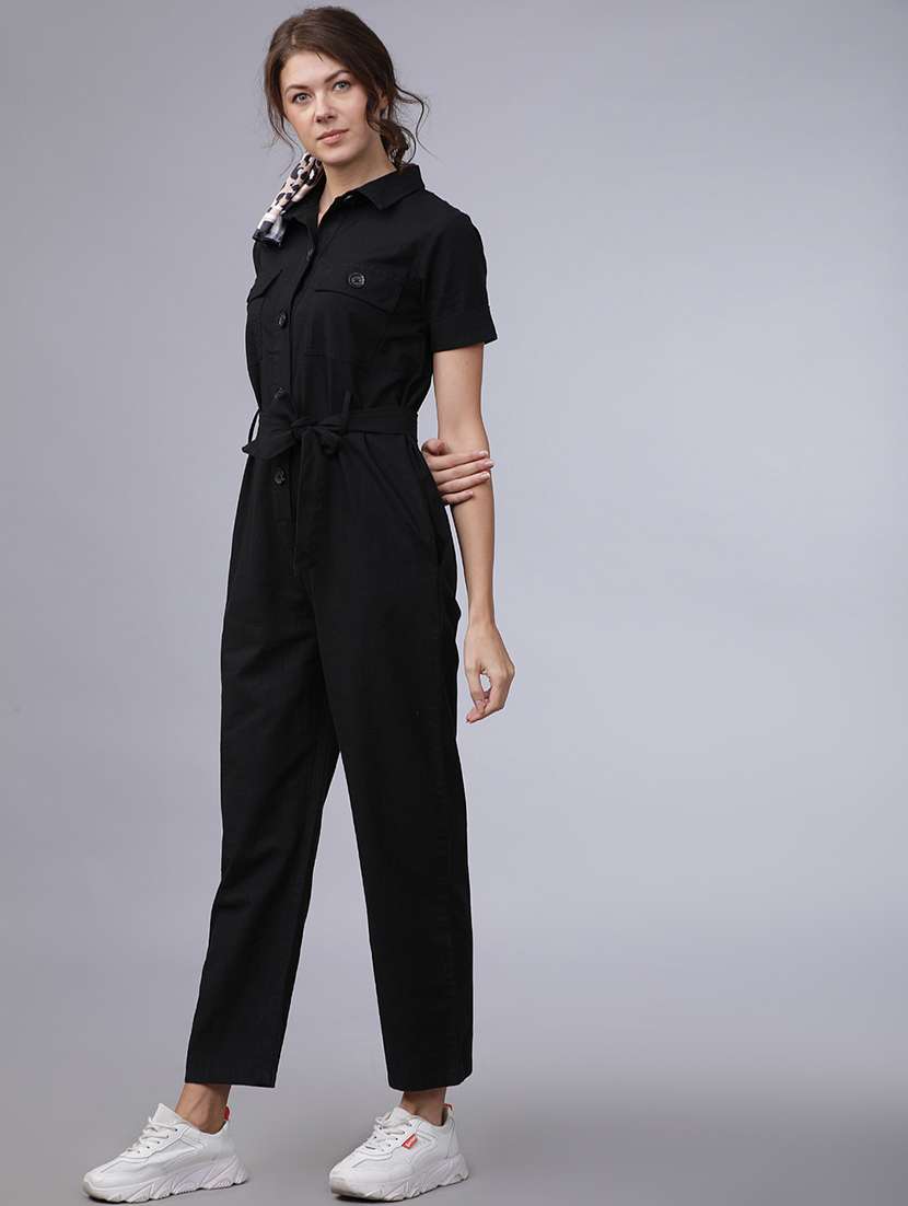 women solid short sleeves jumpsuit - 22499222 -  Standard Image - 2