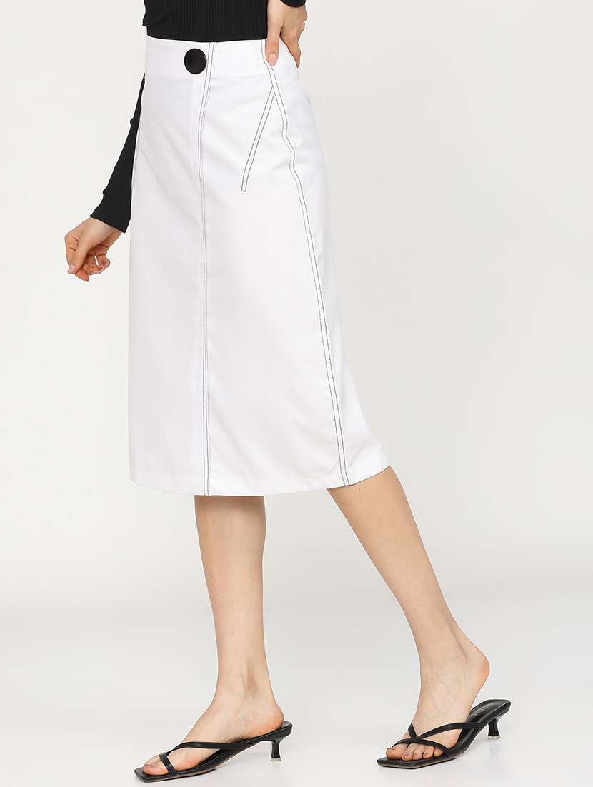 women solid mid rise a-line midi skirt - 22499262 -  Standard Image - 2