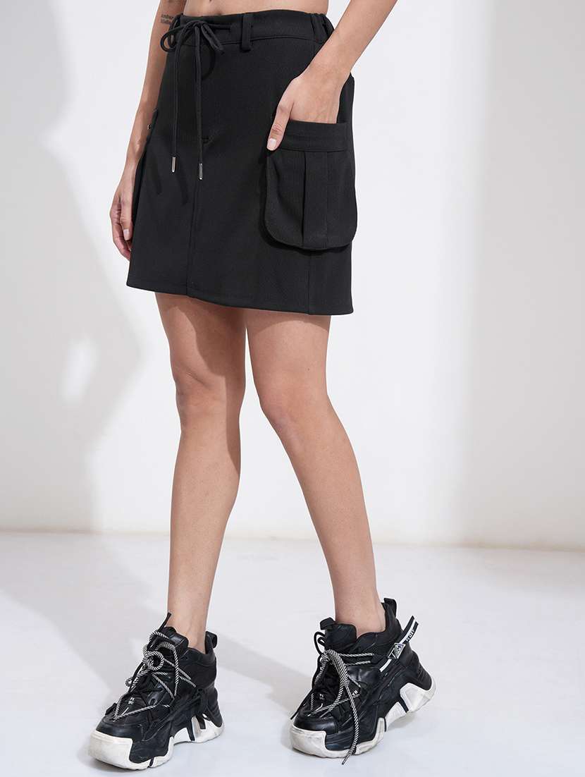 women solid mid rise mini cargo skirt - 22499279 -  Standard Image - 2