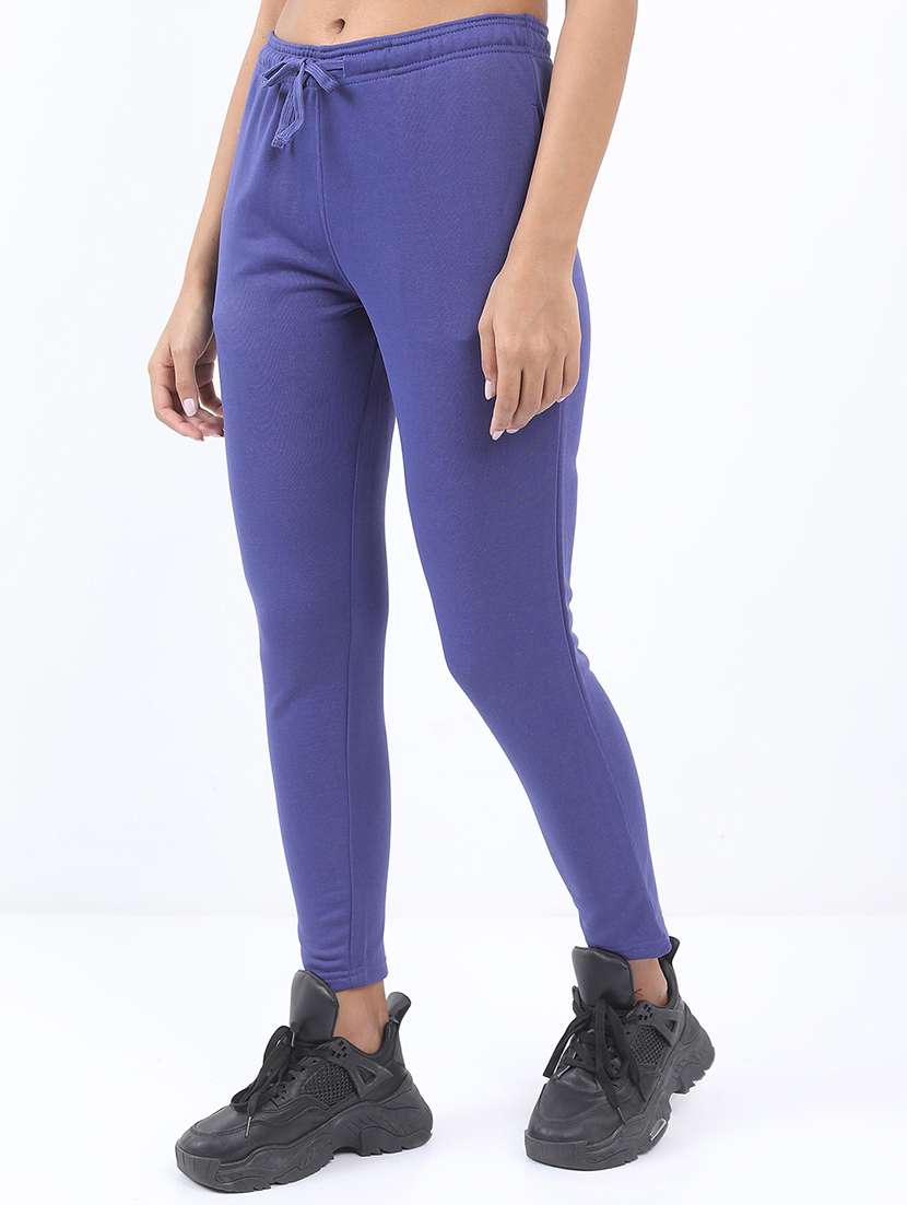 women solid mid rise skinny fit track pant - 22499307 -  Standard Image - 2
