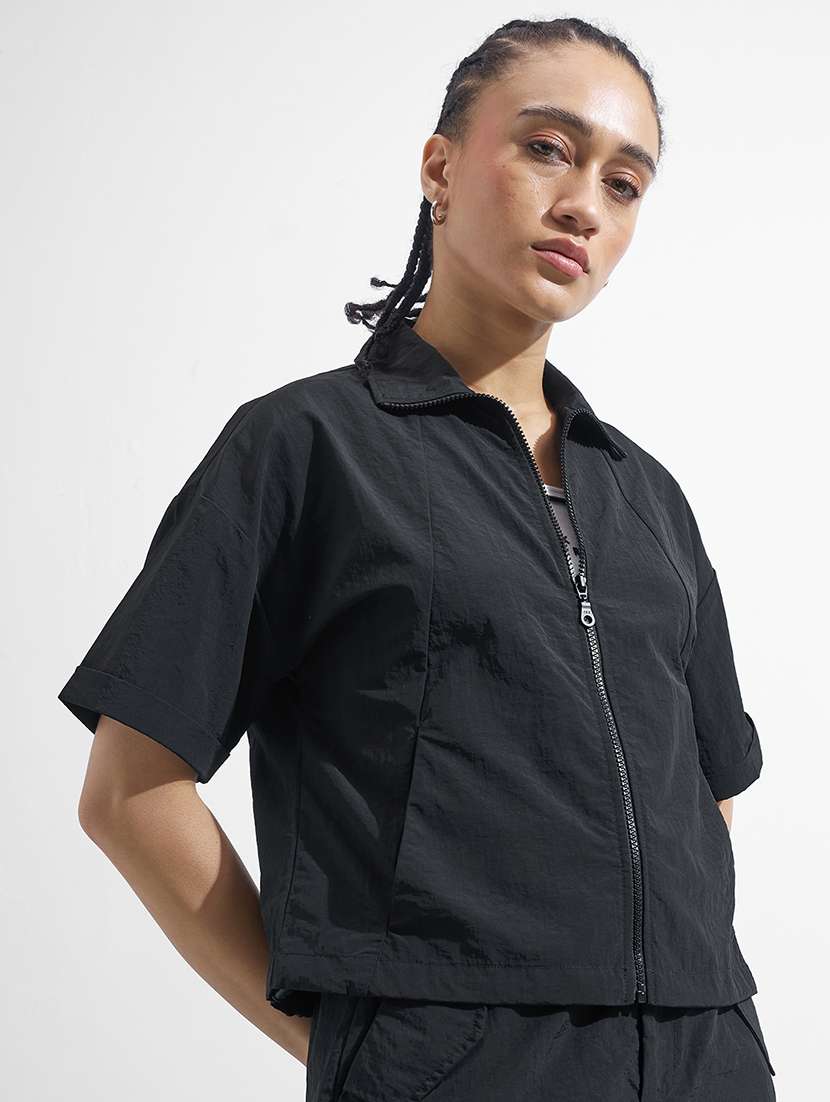 women solid short sleeves regular jacket - 22499323 -  Standard Image - 2