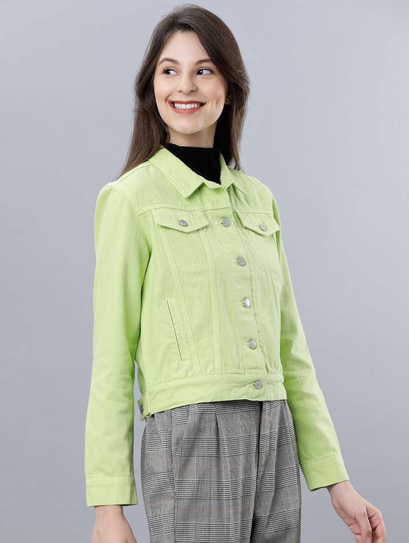 women solid long sleeves denim jacket - 22499332 -  Standard Image - 2