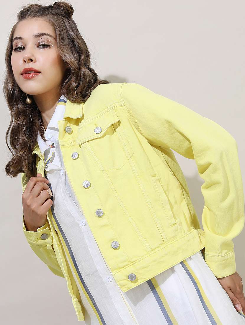 women solid long sleeves denim jacket - 22499338 -  Standard Image - 2