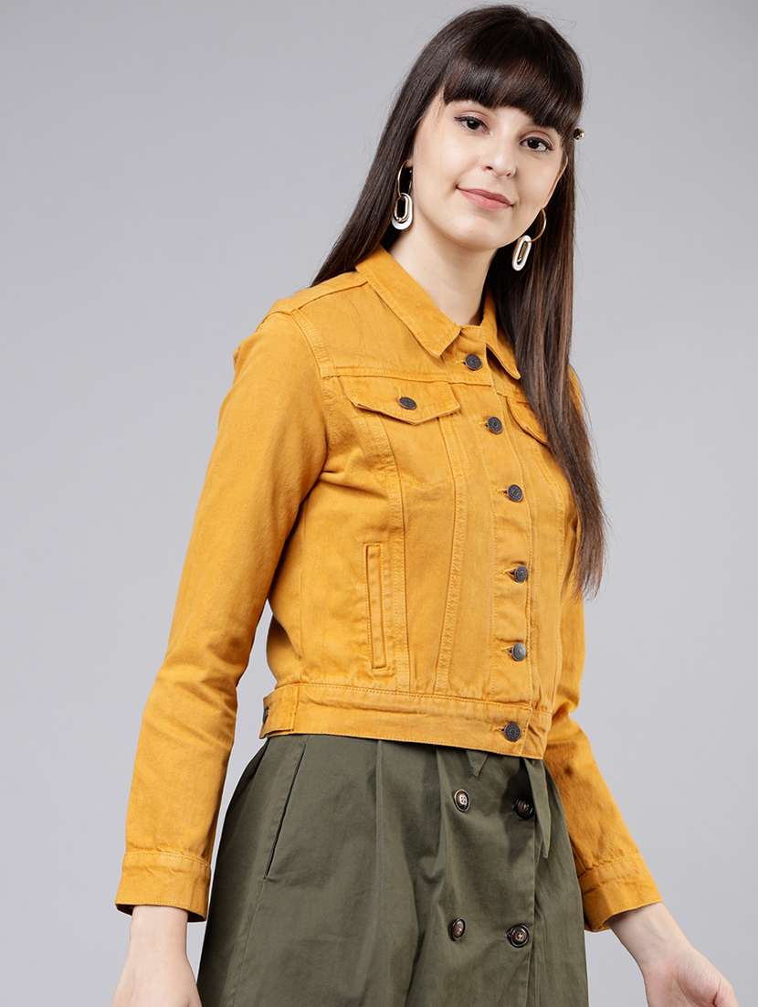 Women Solid Long Sleeves Denim Jacket - 22499340 -  Standard Image - 2
