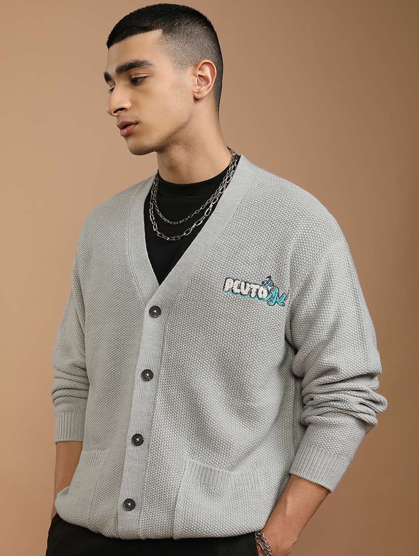 men self design long sleeve cardigan sweater - 22499353 -  Standard Image - 2