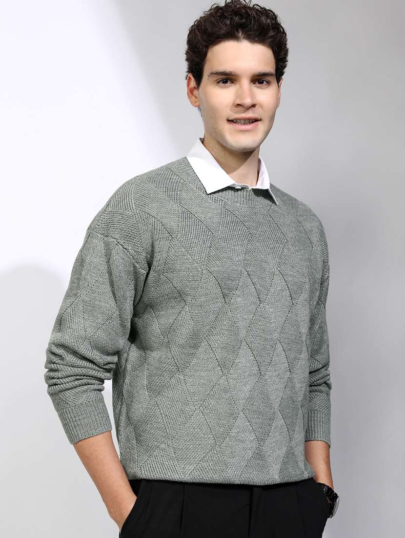 men self design long sleeve pullover sweater - 22499366 -  Standard Image - 2