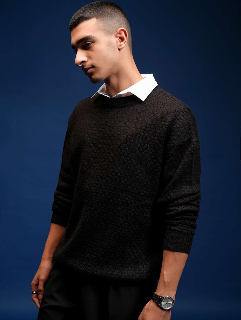 men self design long sleeve pullover sweater - 22499371 -  Standard Image - 2