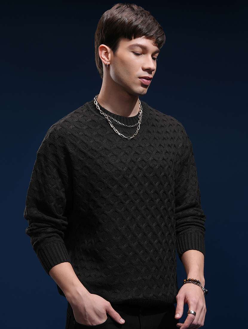 men self design long sleeve pullover sweater - 22499373 -  Standard Image - 2