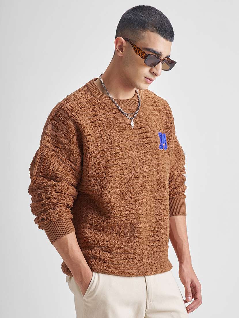 men self design long sleeve pullover sweater - 22499384 -  Standard Image - 2