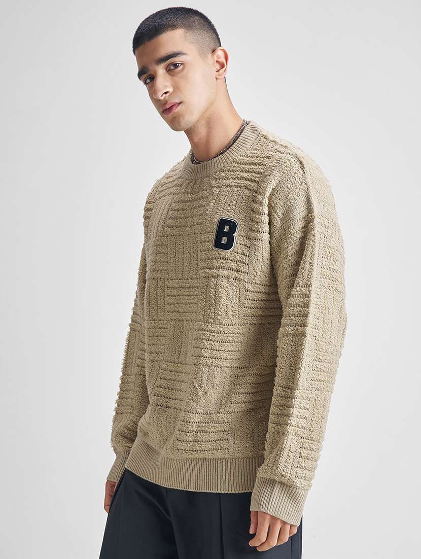 men self design long sleeve pullover sweater - 22499387 -  Standard Image - 2