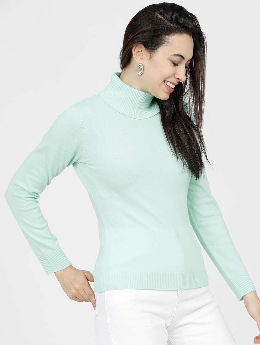 women solid long sleeve pullover sweater - 22499411 -  Standard Image - 2