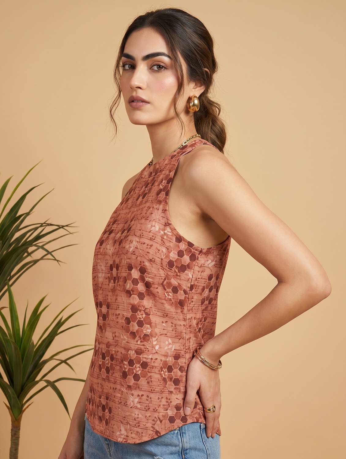 women printed sleeveless ethnic top - 22499429 -  Standard Image - 2