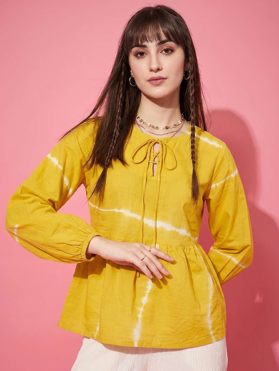 women printed long sleeve ethnic top - 22499431 -  Standard Image - 2