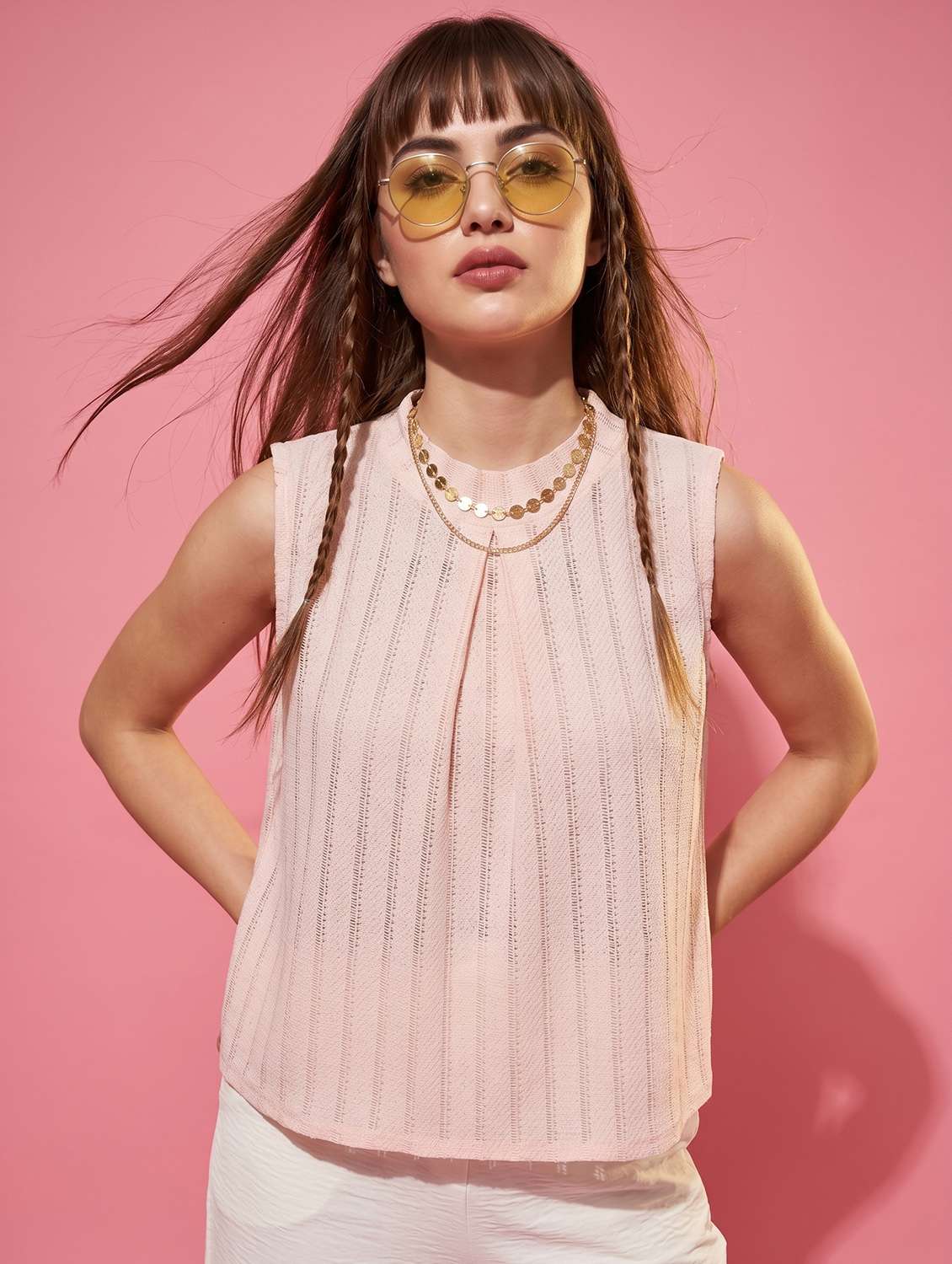 women self design sleeveless regular top
