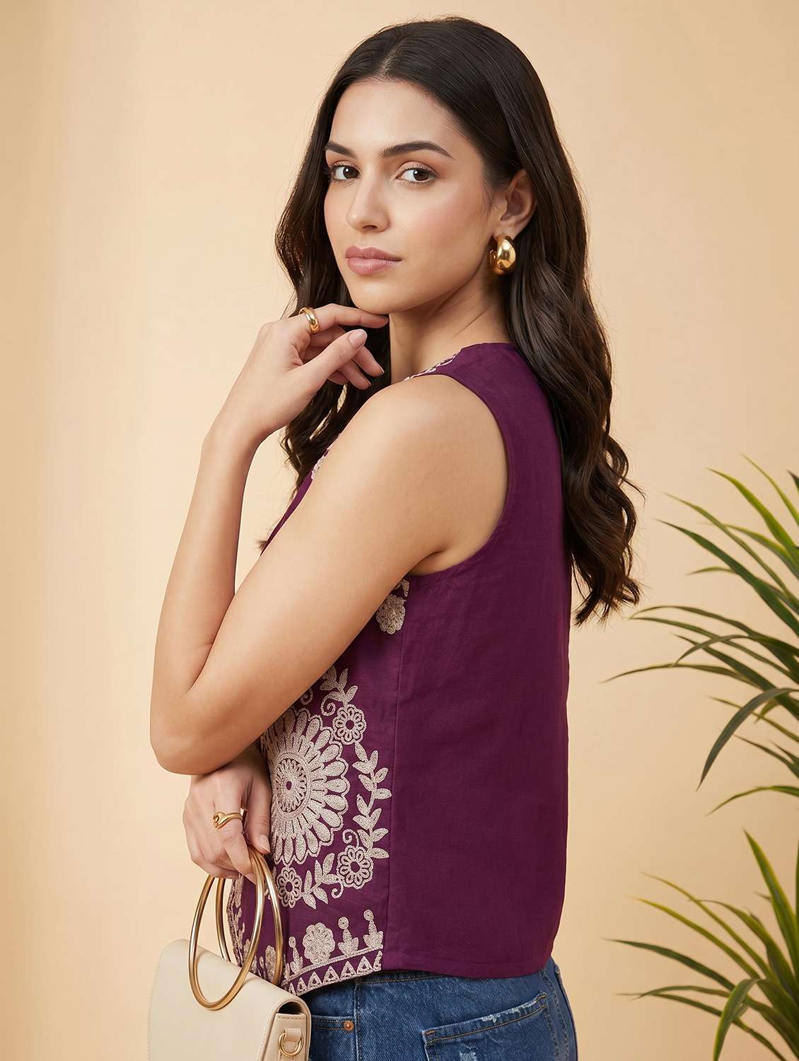 women solid with work sleeveless regular fit vest top - 22499453 -  Standard Image - 2