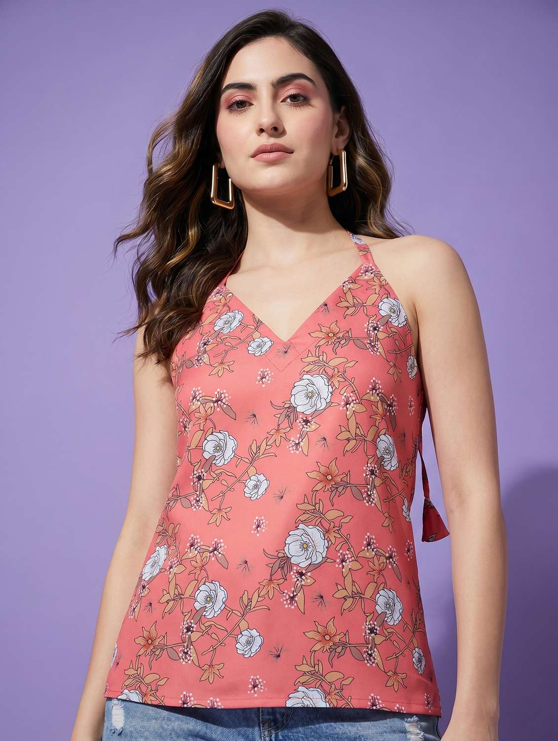 women floral printed halter neck top - 22499460 -  Standard Image - 2