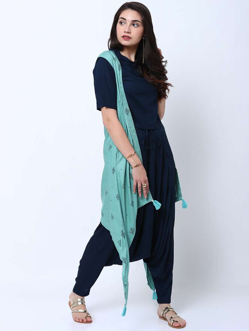 women printed round neck top and dhoti set with shrug - 22499495 -  Standard Image - 2