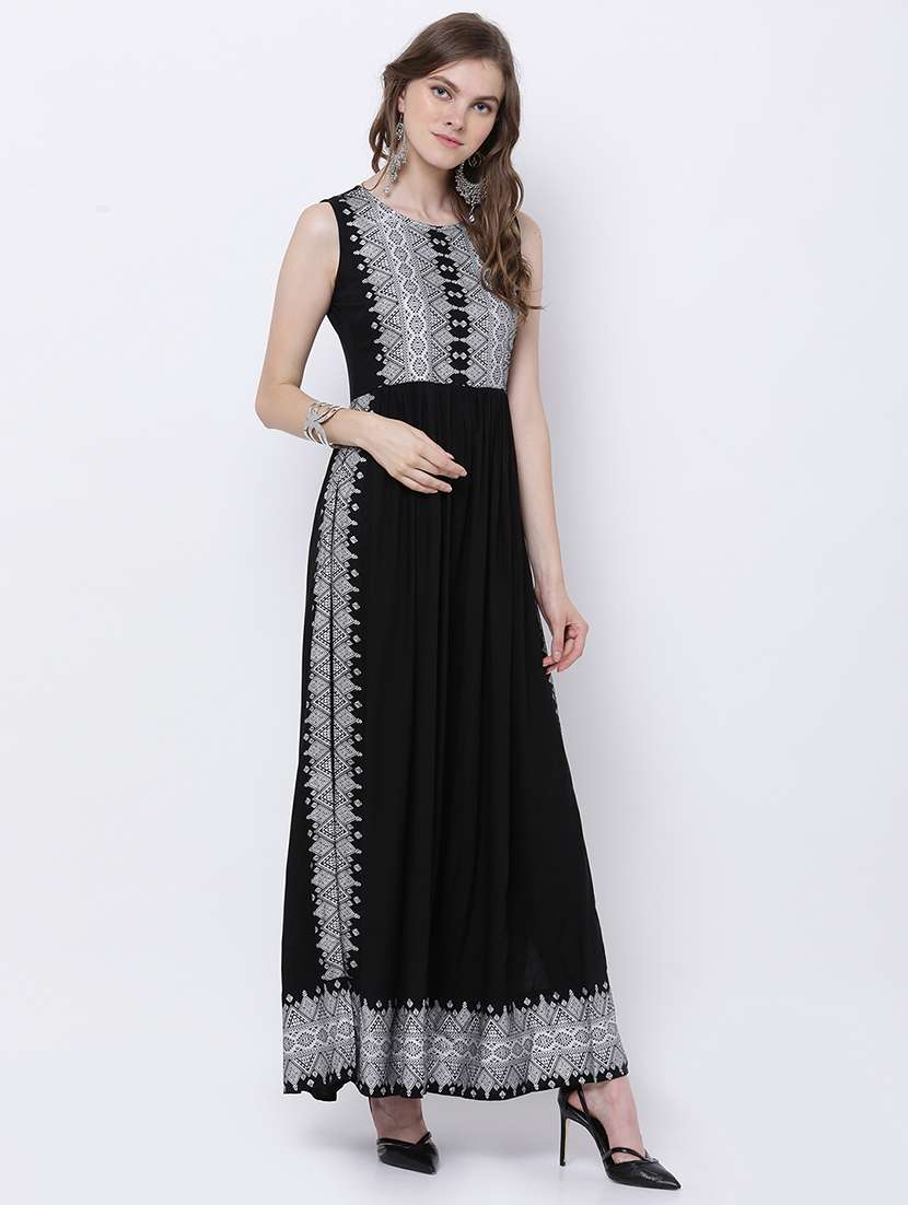 women printed sleeveless high slit kurta - 22499498 -  Standard Image - 2