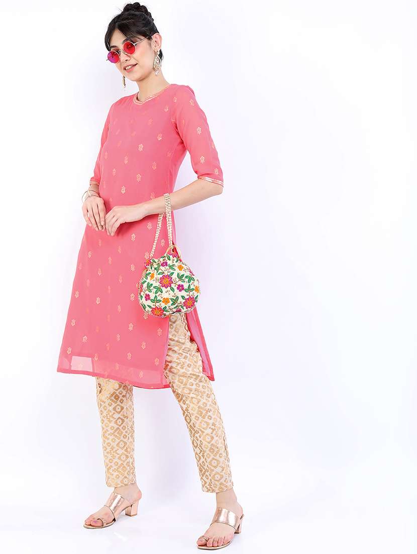 women self design round neck straight kurta - 22499508 -  Standard Image - 2