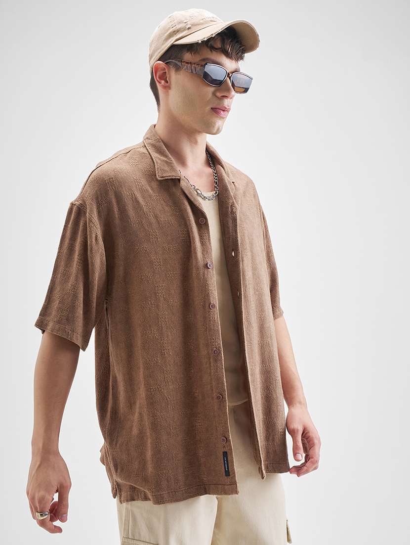 men self design short sleeve loose fit casual shirt - 22499589 -  Standard Image - 2