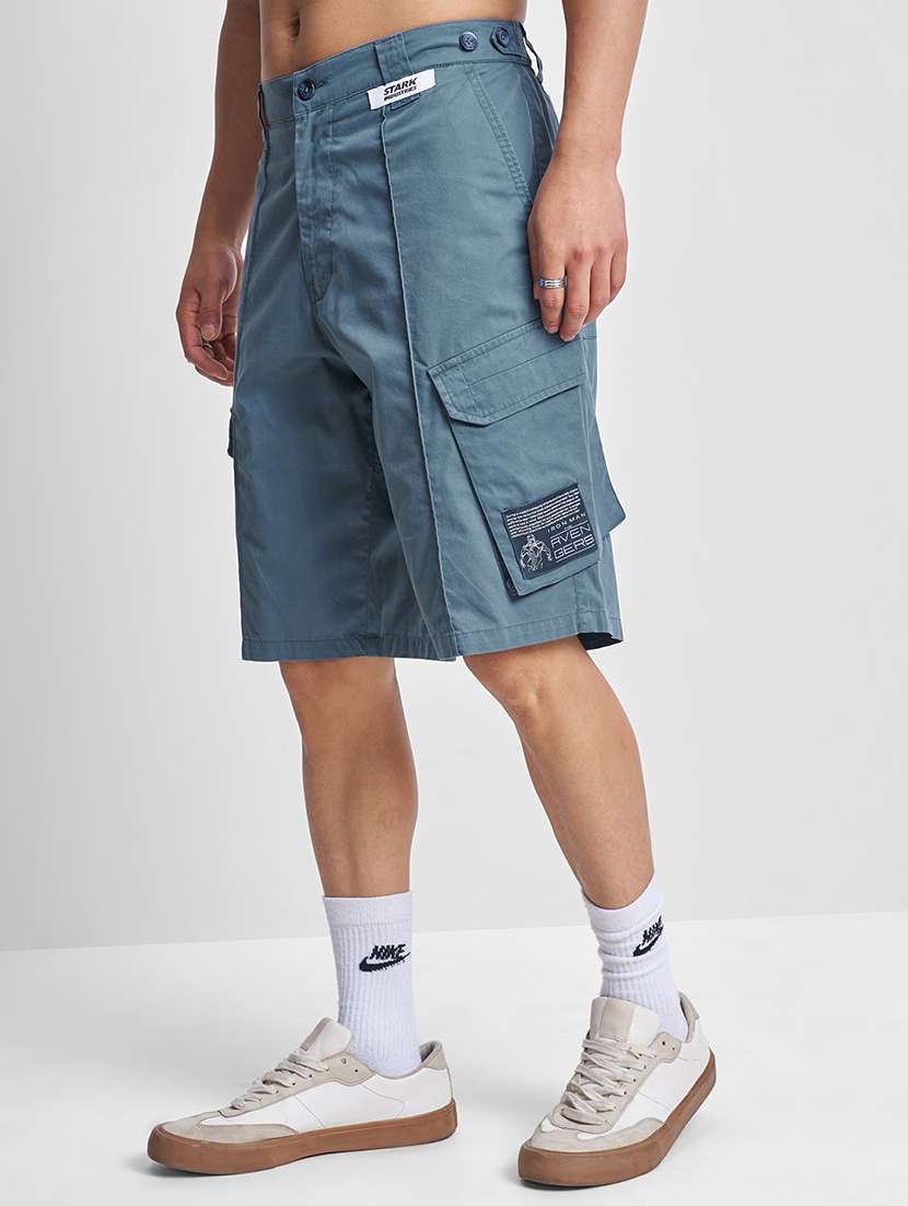 men solid mid rise loose fit cargo shorts - 22499611 -  Standard Image - 2