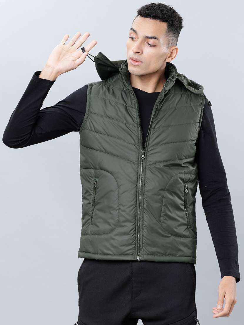 men solid sleeveless regular fit puffer jacket - 22499613 -  Standard Image - 2